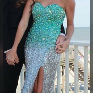 La Femme sequins, ombré prom dress.